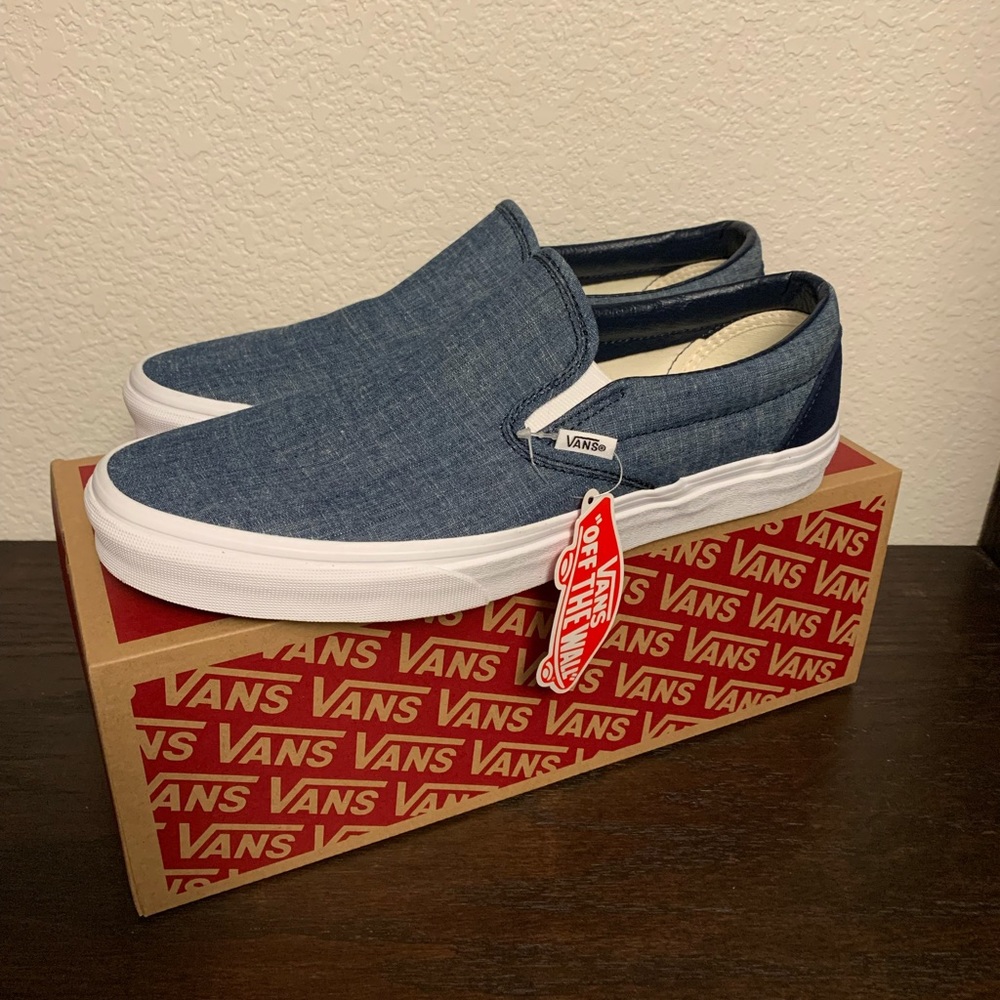 Blue Dress Vans Slip On Mens